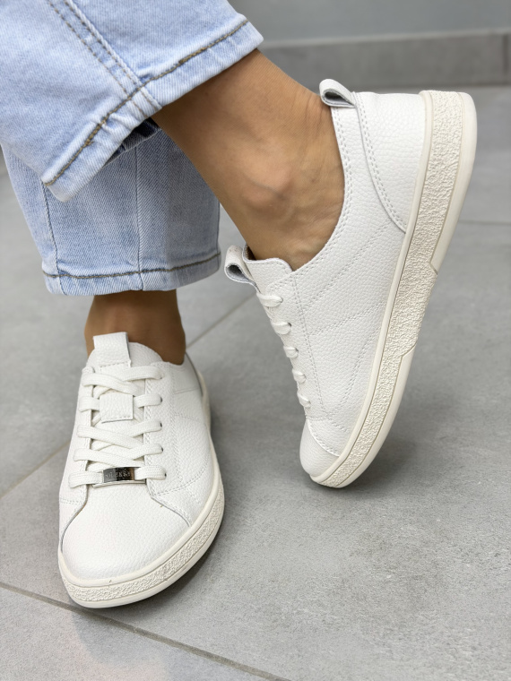 Minimalistyczne białe sneakersy skórzane damskie OLEKSY casual