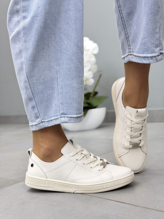 Minimalistyczne białe sneakersy skórzane damskie OLEKSY casual