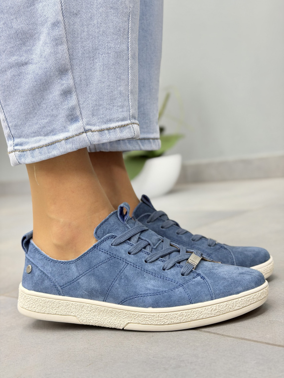 Niebieskie sneakersy zamszowe ze skóry naturalnej OLEKSY casual