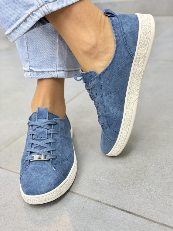 Niebieskie sneakersy zamszowe ze skóry naturalnej OLEKSY casual