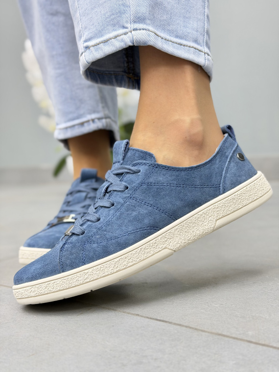 Niebieskie sneakersy zamszowe ze skóry naturalnej OLEKSY casual