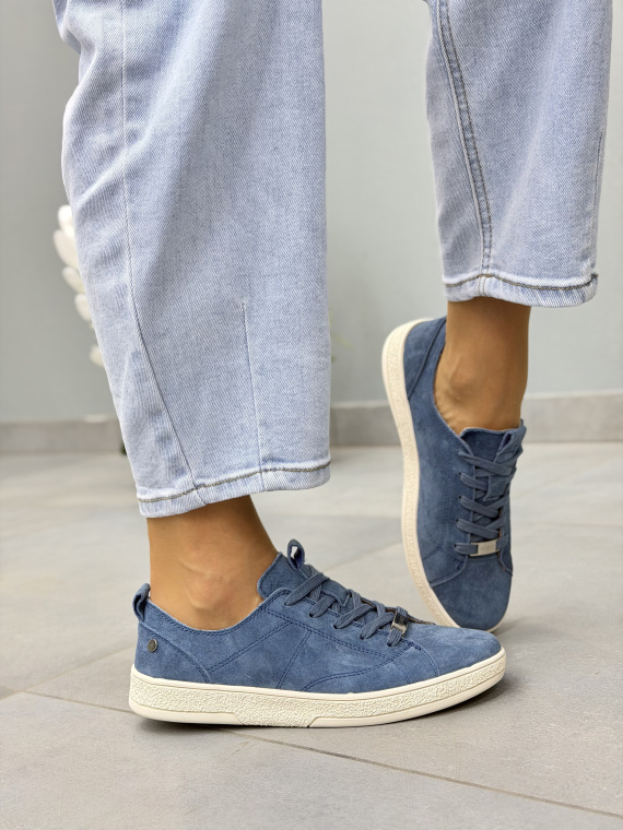 Niebieskie sneakersy zamszowe ze skóry naturalnej OLEKSY casual