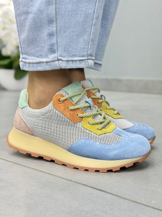 Wielokolorowe sneakersy damskie skórzane casual