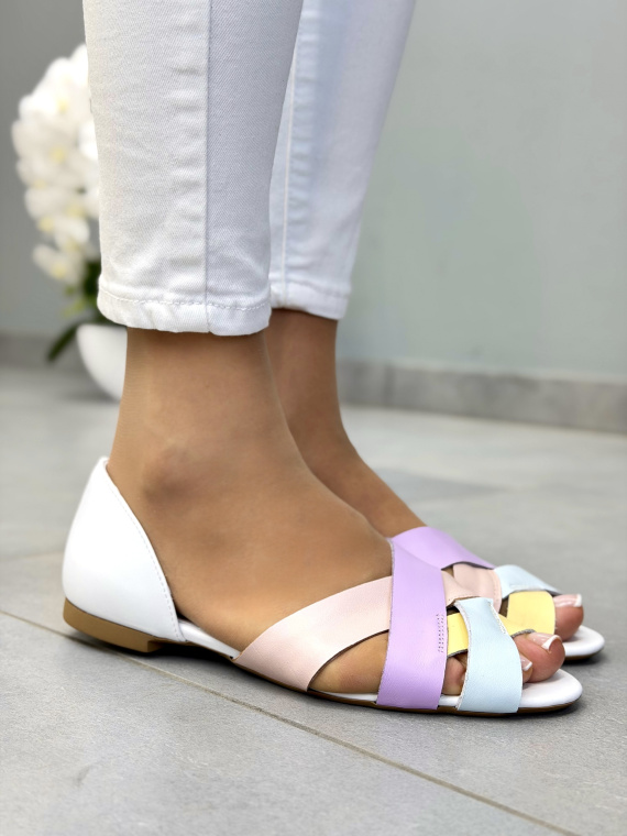Pastelowe sandały skórzane damskie OLEKSY casual