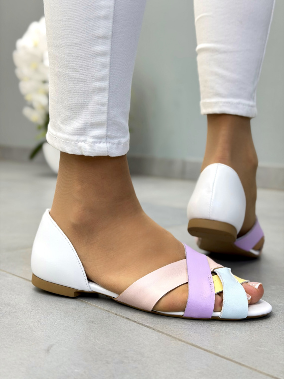 Pastelowe sandały skórzane damskie OLEKSY casual