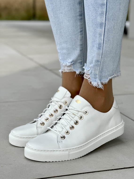 Białe trampki damskie skórzane OLEKSY polskiej produkcji