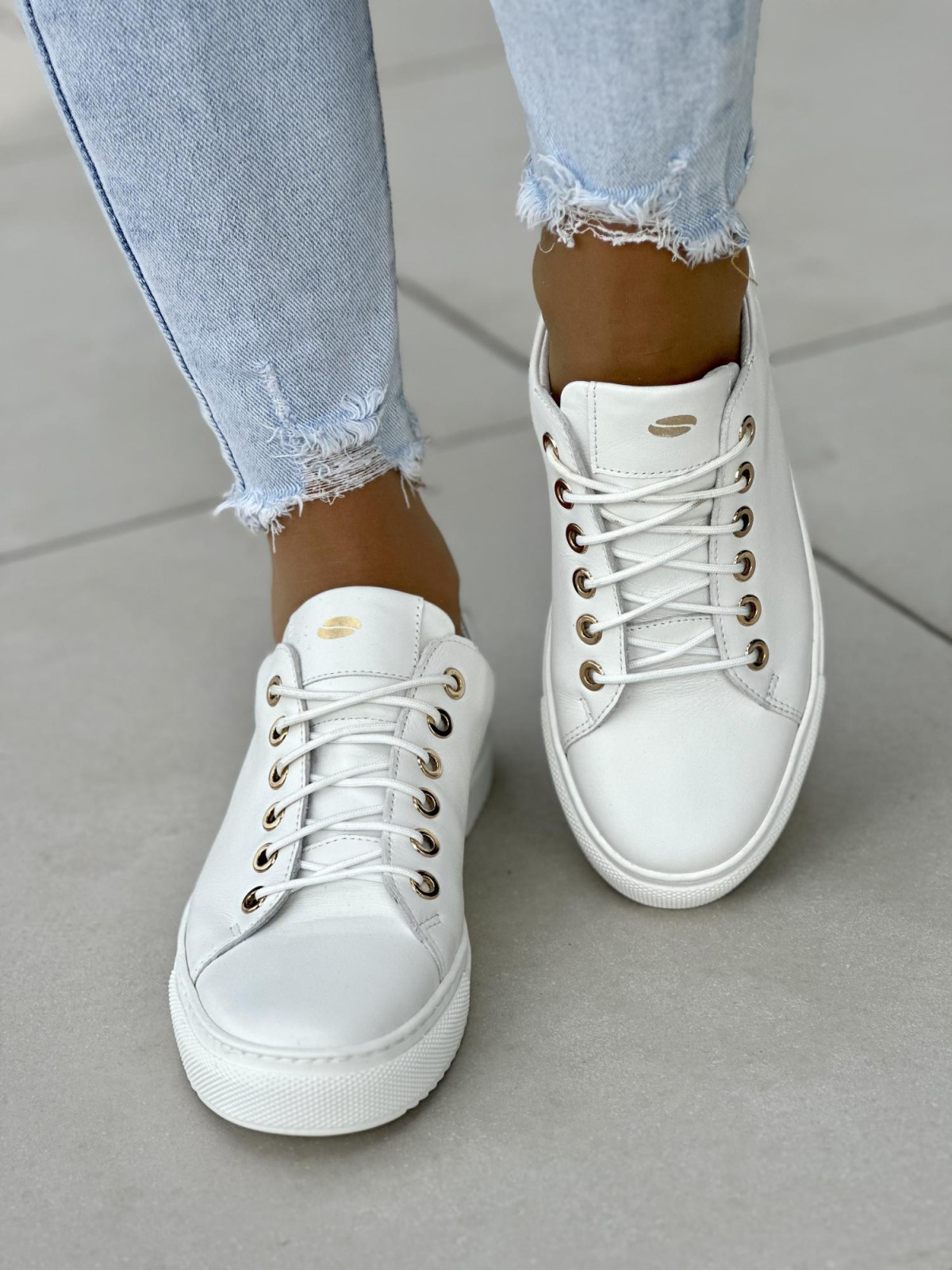 Białe trampki damskie skórzane OLEKSY polskiej produkcji