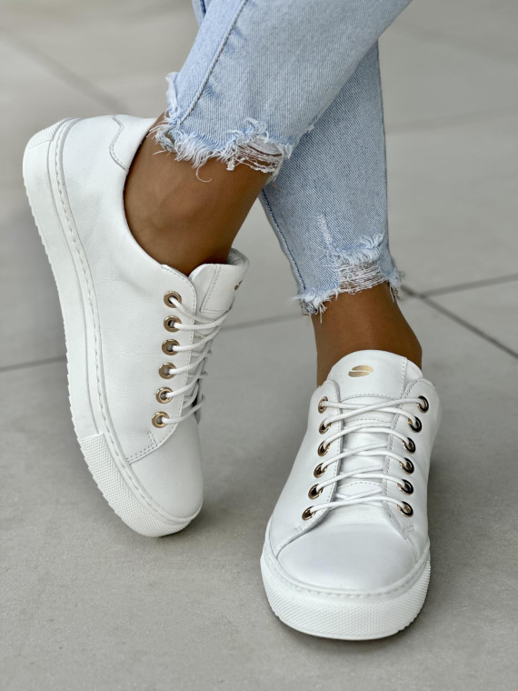 Białe trampki damskie skórzane OLEKSY polskiej produkcji