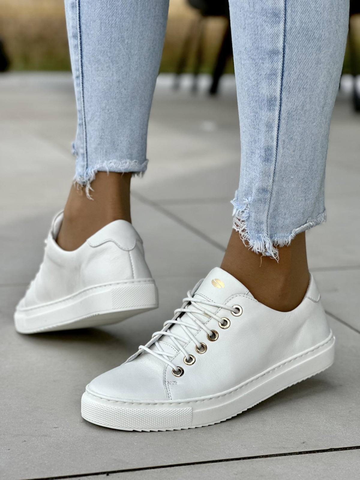 Białe trampki damskie skórzane OLEKSY polskiej produkcji